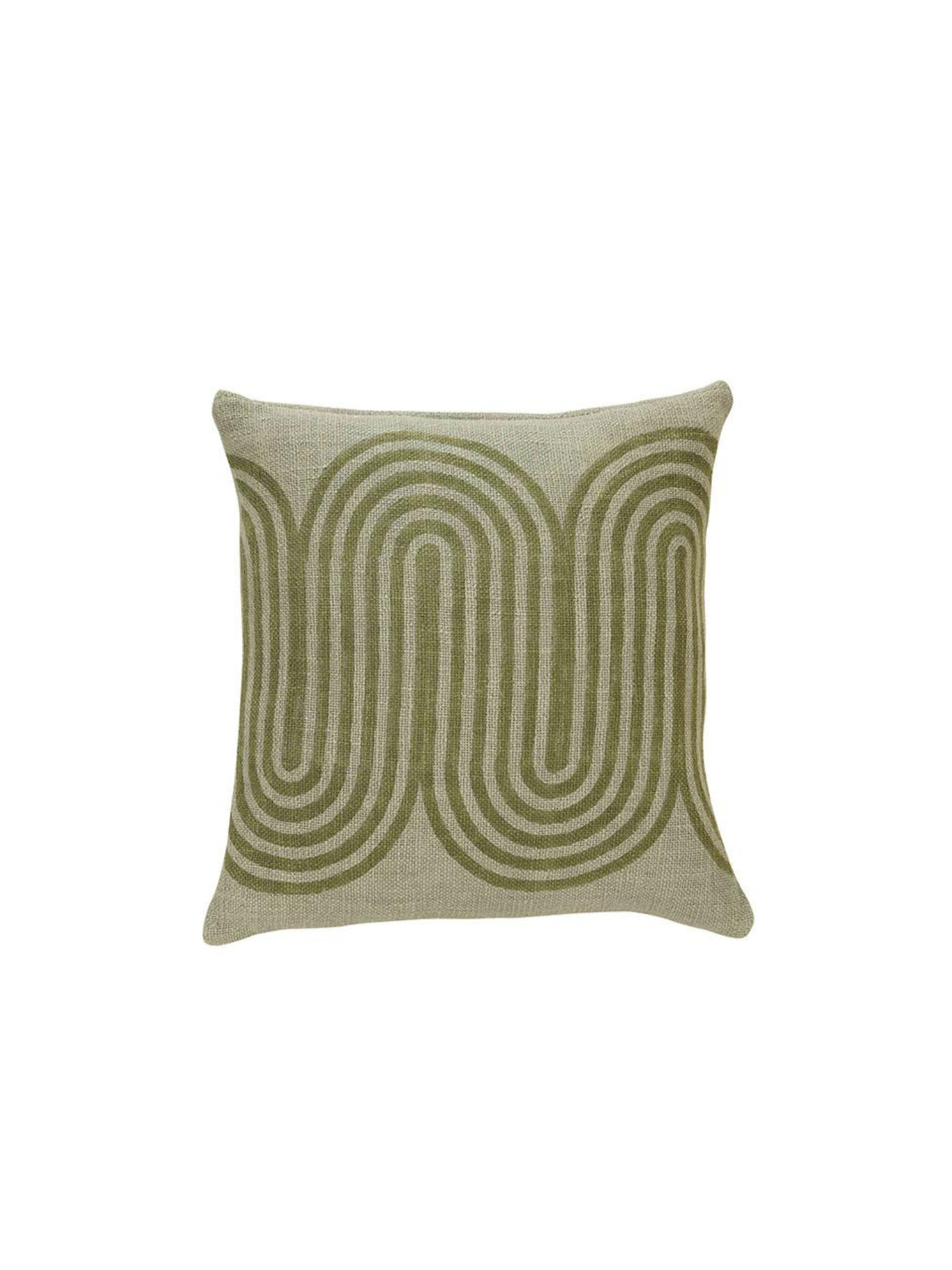 Geo Shapes Handcrafted Throw Pillow, Sage- 18x18 inch