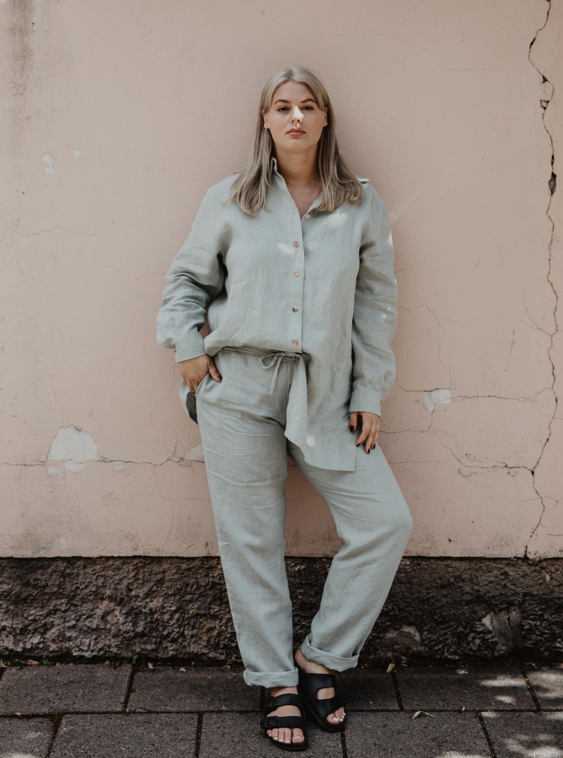 Linen Suit Set Sahara - Sage Green