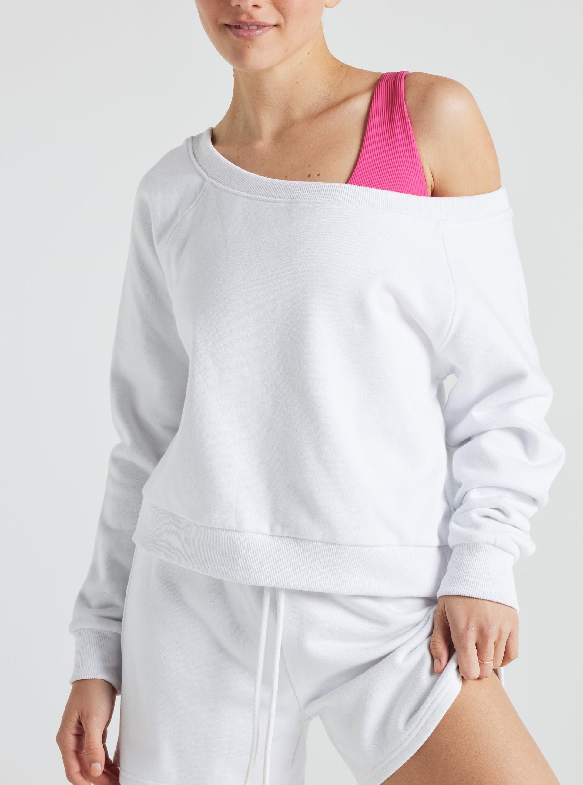 Electric Off Shoulder Sweatshirt - White – For Days