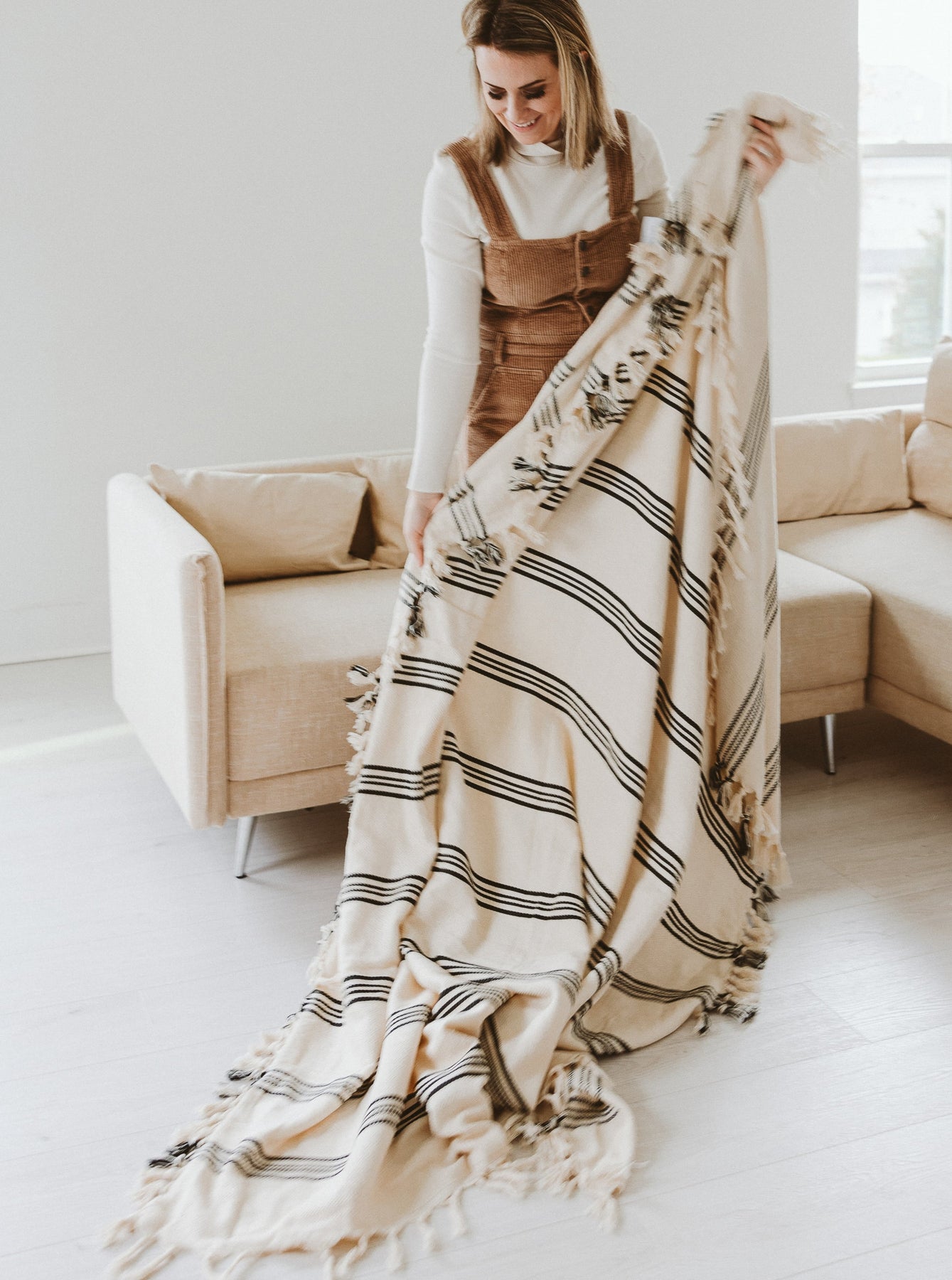 Henley Turkish Throw Blanket Four Stripe For Days