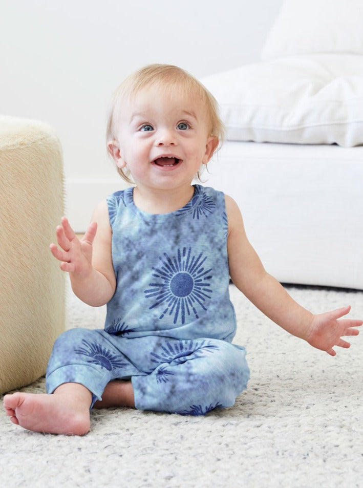 Baby Palm Burst Tank Romper Super Pink For Days